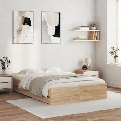 vidaXL Posteľný rám so zásuvkami dub sonoma 120x190cm kompozitné drevo