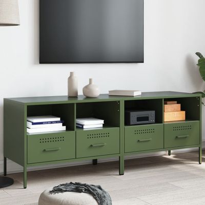 vidaXL TV skrinky 2 ks olivovo-zelené 68x39x50,5 cm oceľ