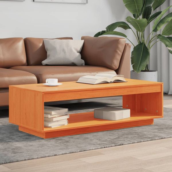 vidaXL Konferenčný stolík voskovohnedý 110x50x33,5 cm borovicový masív