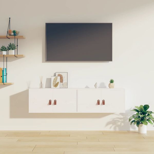 vidaXL Nástenné skrinky 2 ks biele 60x30x30 cm masívna borovica