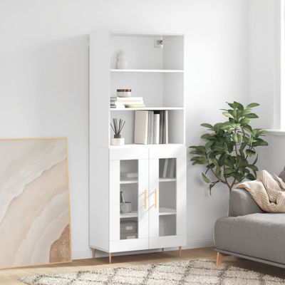 vidaXL Vysoká skrinka lesklá biela 69,5x34x180 cm spracované drevo
