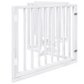 vidaXL Brána pre psa s dverami sklad. 4pan. biela 320cm topoľové drevo