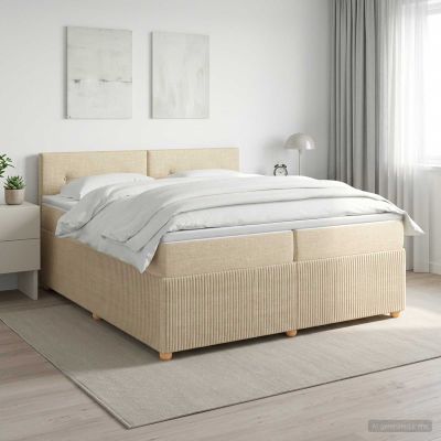 vidaXL Posteľ boxspring s matracom Krémová 200 x 200 cm Látka