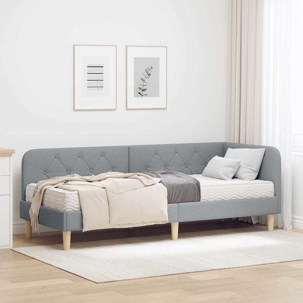 vidaXL Rohový rám postele Svetlosivá 80 x 200 cm látka