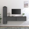vidaXL TV skrinky 4 ks sivé masívna borovica
