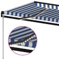 vidaXL Ručne zaťahovacia markíza s LED 400x350 cm modrá a biela