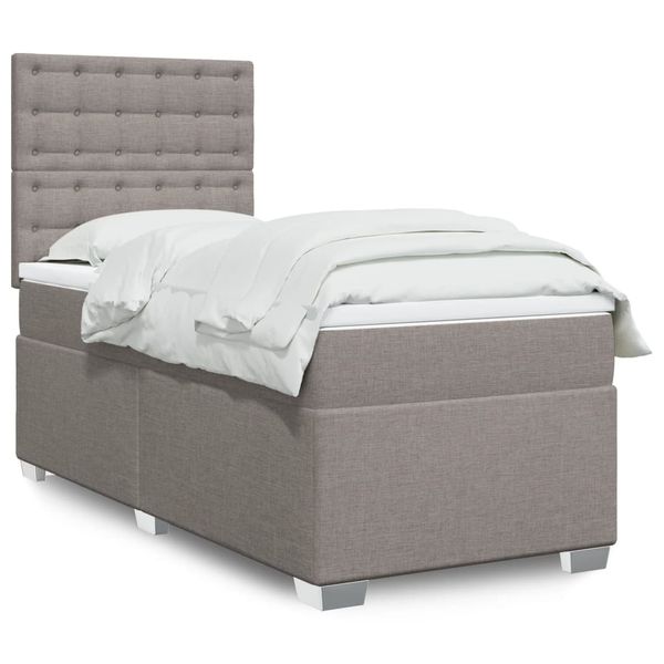 vidaXL Posteľný rám boxsping s matracom sivohnedý 90x200 cm látka