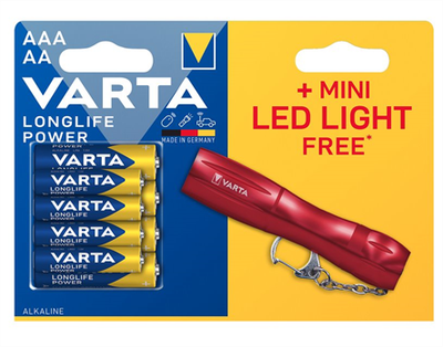 Batéria VARTA Longlife Power LR03/LR06 x4ks + svietidlo Mini Led Light