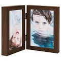 vidaXL Dvojitý fotorámik kolážový tmavohnedý 2x(10x15 cm)