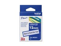 Čierna na pastelovo modrom podklade - Rolka (1,2 cm x 8 m) 1 kazeta/y lamino páska - pre Brother PT-D210, D600, H110, P750, P950; P-Touch PT-D610; P-Touch Cube PT-P300