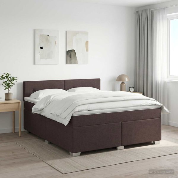 vidaXL Posteľ boxspring s matracom Tmavohnedá 140 x 200 cm Látka