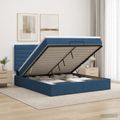 vidaXL Ottoman posteľ s matracom a LED Modrá 180 x 200 cm Látka