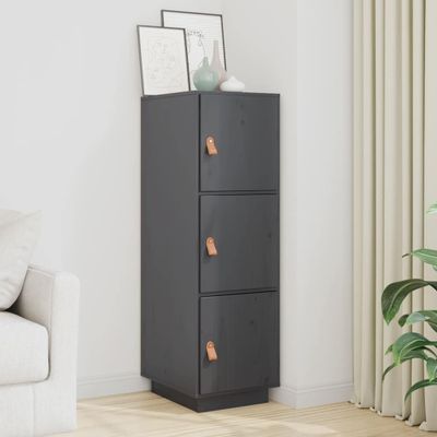 vidaXL Vysoká skrinka sivá 34x40x108,5 cm masívna borovica