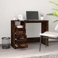 vidaXL Stolík so zásuvkami dymový dub 102x50x76 cm spracované drevo