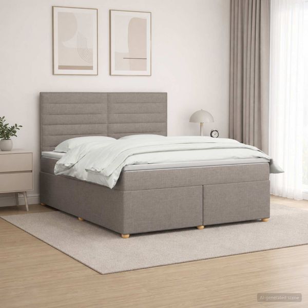 vidaXL Posteľ boxspring s matracom Sivohnedá 140 x 200 cm Látka