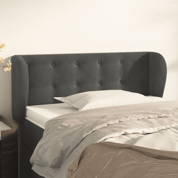 vidaXL Čelo postele so záhybmi tmavosivé 93x23x78/88 cm zamat