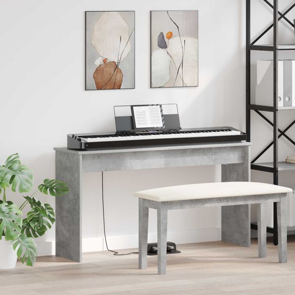 vidaXL Stojan na klávesy Betónová šedá 120 x 32 x 64 cm
