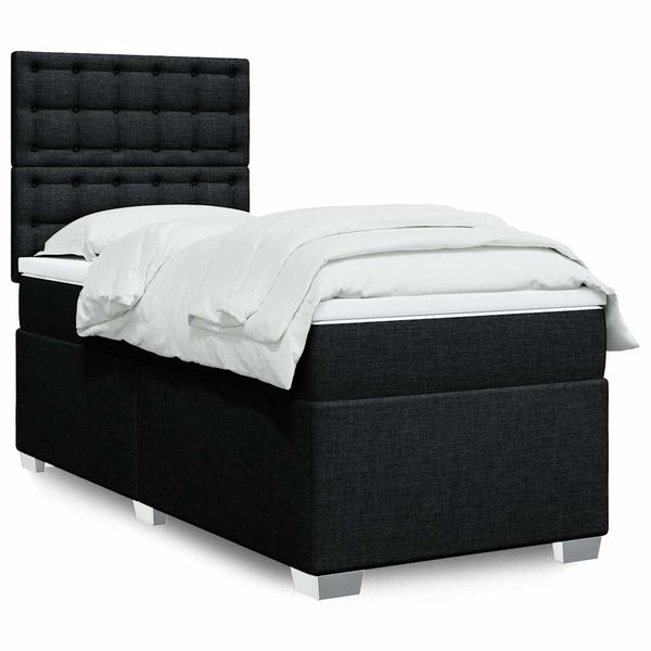 vidaXL Posteľný rám boxspring s matracom čierny 80x200 cm látka