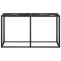 vidaXL Konzolový stolík čierny mramor 140x35x75,5 cm tvrdené sklo