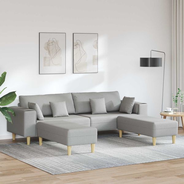 vidaXL Pohovka 3 pcs Oblá šedá 250 x 188 x 76 cm látka
