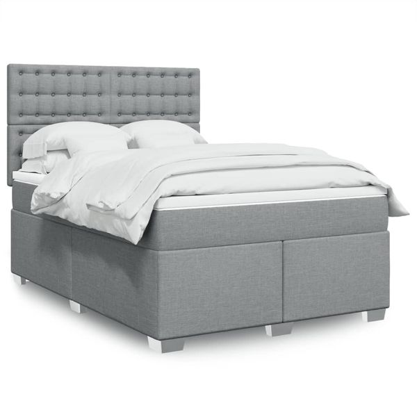 vidaXL Boxspring posteľ s matracom bledosivá 140x200 cm látka