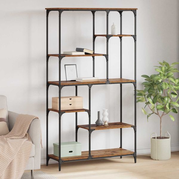 vidaXL Regál na knihy Staré drevo 99 x 35,5 x 176 cm Kompozitné drevo