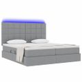 vidaXL LED úložná posteľ s matracom Svetlosivá 200 x 200 cm Látka