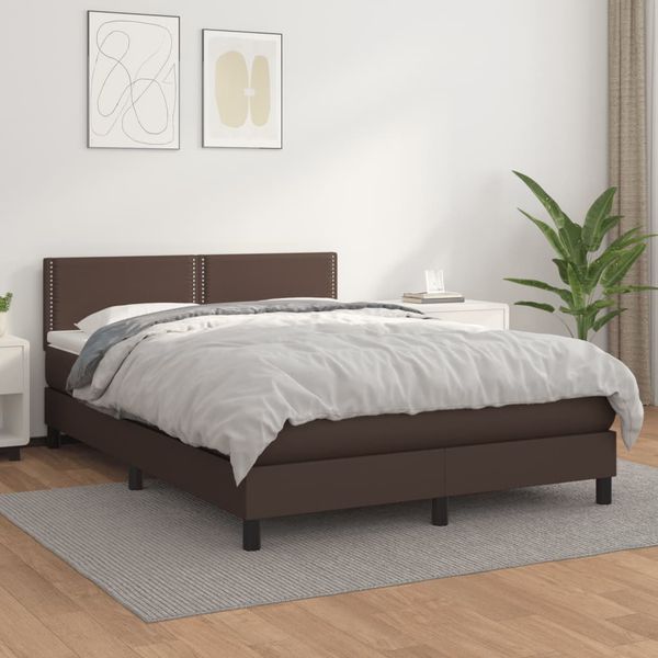 vidaXL Boxspring posteľ s matracom hnedá 140x190 cm umelá koža