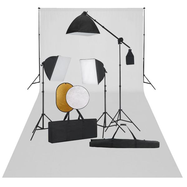 vidaXL Fotografické vybavenie so softboxami, pozadím a reflektorom