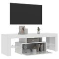 vidaXL TV skrinka s LED svetlami lesklá biela 120x35x40 cm