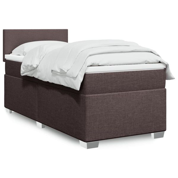vidaXL Boxspring posteľ s matracom tmavohnedá 90x190 cm látka