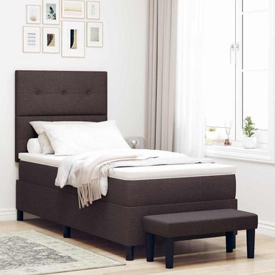 vidaXL Posteľ s pružinovým rámom Tmavohnedá 90 x 200 cm látka