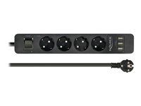 Napájací pásik - AC 250 V - 4000 Watt - vstup: power CEE 7/7 - výstupné konektory: 4 (3 x USB typ A, 4 x CEE 7/3) - 1,5 m kábel - čierna