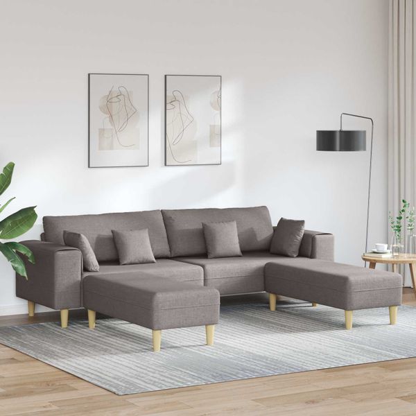 vidaXL Pohovka s vankúšom 3 pcs Sivohnedá látka