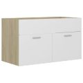 vidaXL Skrinka pod umývadlo biela+sonoma 80x38,5x46cm kompozitné drevo
