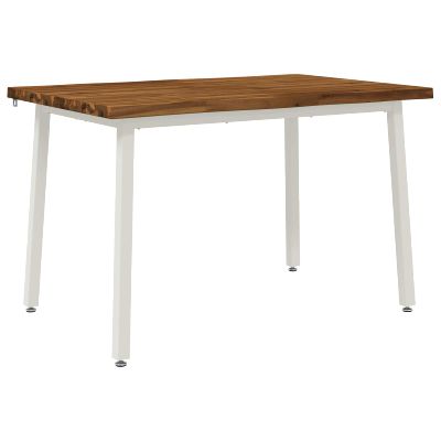 vidaXL 120 x 70 x 75 cm Pevné akáciové drevo Prírodná a biela