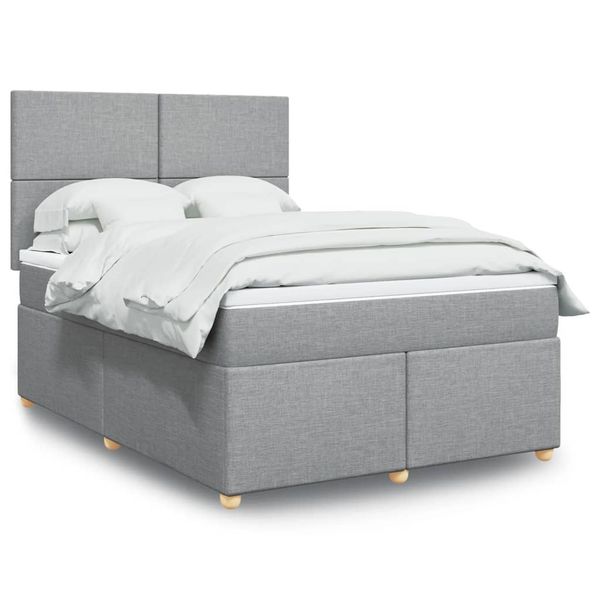 vidaXL Boxspring posteľ s matracom bledosivý 140x190 cm látka