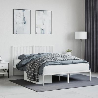 vidaXL Kovový rám postele s čelom biely 140x200 cm