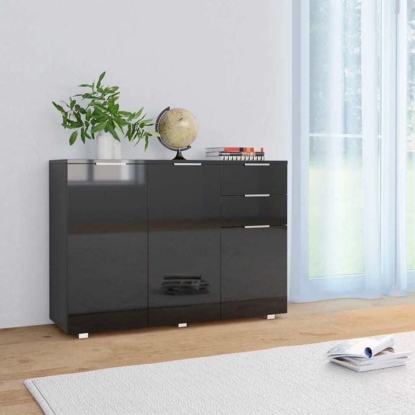 vidaXL Komoda čierna 107x35x80,5 cm vysokolesklá