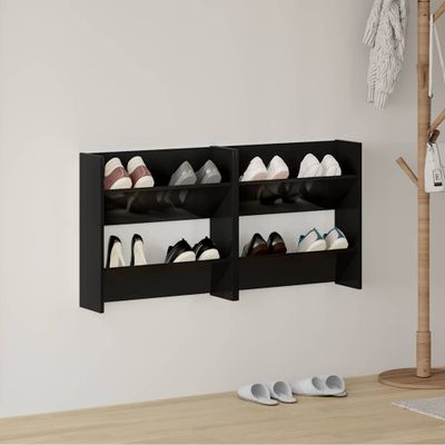 vidaXL Nástenné skrinky na topánky 2 ks, lesklé čierne 60x18x60 cm