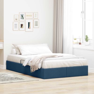 vidaXL Otomanový posteľný rám s úložiskom Modrá 120 x 200 cm látka