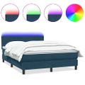 vidaXL Posteľný rám boxsping s matracom a LED tmavomodrý 140x210 cm zamat