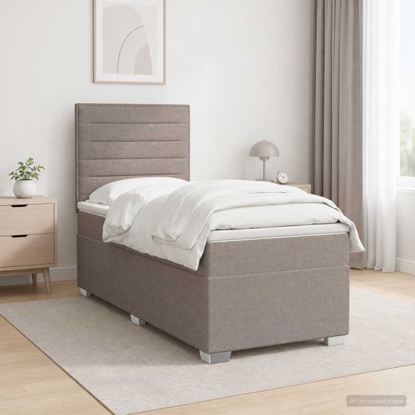 vidaXL Posteľ boxspring s matracom Sivohnedá 100 x 200 cm Látka