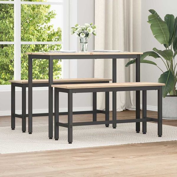 vidaXL Jedálenské lavice 2 pcs Prírodná 100 x 32,5 x 49 cm