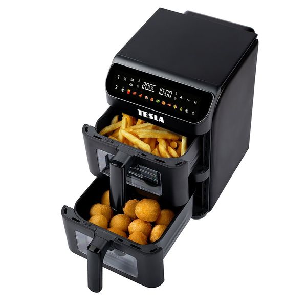 TESLA AirCook DualZone Q670 XXL - multifunkčná duálna digitálna horkovzdušná fritéza
