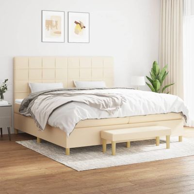 vidaXL Boxspring posteľ s matracom krémová 200x200 cm látka