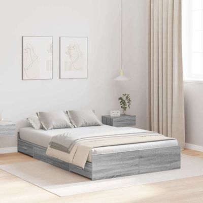 vidaXL Rám postele s úložným prostorem Sivý Sonoma 120 x 190 cm