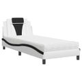 vidaXL Posteľ Viana s matracom bielo-čierna 90x200 cm umelá koža
