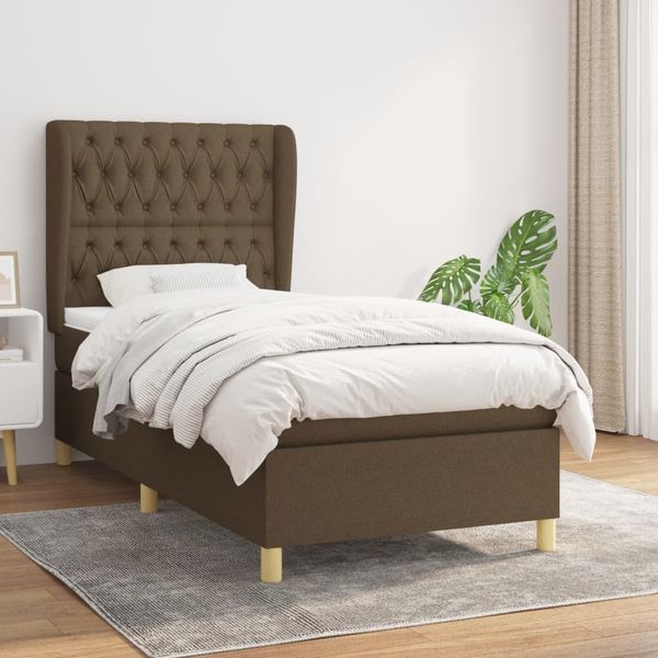 vidaXL Boxspring posteľ s matracom tmavohnedá 90x190 cm látka