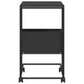 vidaXL Príručný stolík s kolieskami čierny 55x36x63,5cm spracov. drevo